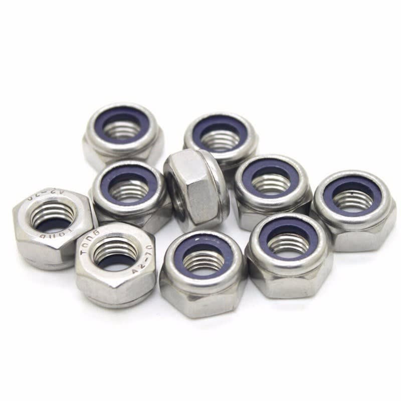 Tuerca Hexagonal Seguro Nylon Inoxidable (Calidad 304) MILIMETRICOS